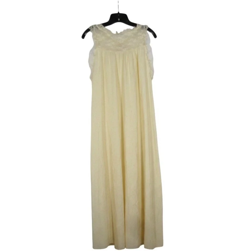 Vtg NAJLA New York Button/Snap Non-Cling Lace NIGHTGOWN/GOWN Set Peignoir S